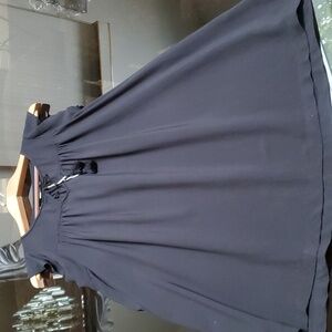 Ann Taylor Loft summer shift dress with ruffle sleeves black Small reg.